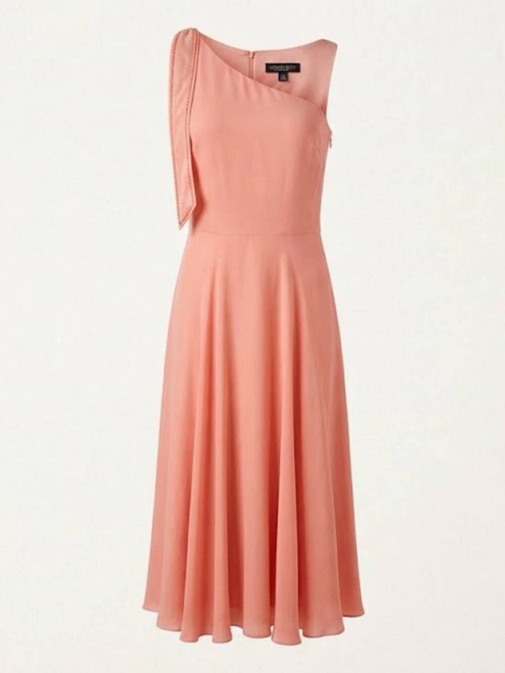 Laundry by Shelli Segal Silk Peach Coral Beaded Trim Fit & Flare Size 12